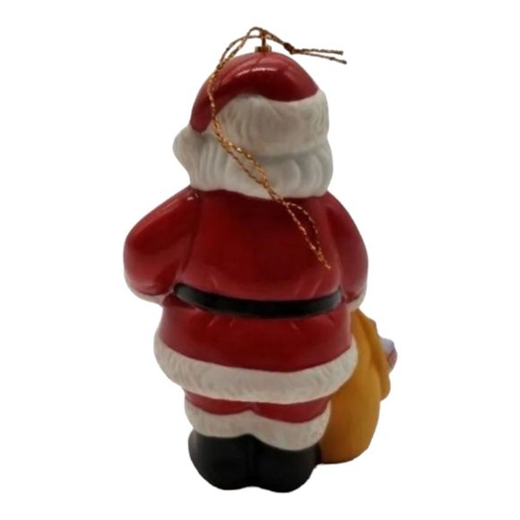 Santa Claus Toy Bag Porcelain Ornament Gold Stringed Home Decor Christmas Tree - Picture 4 of 6